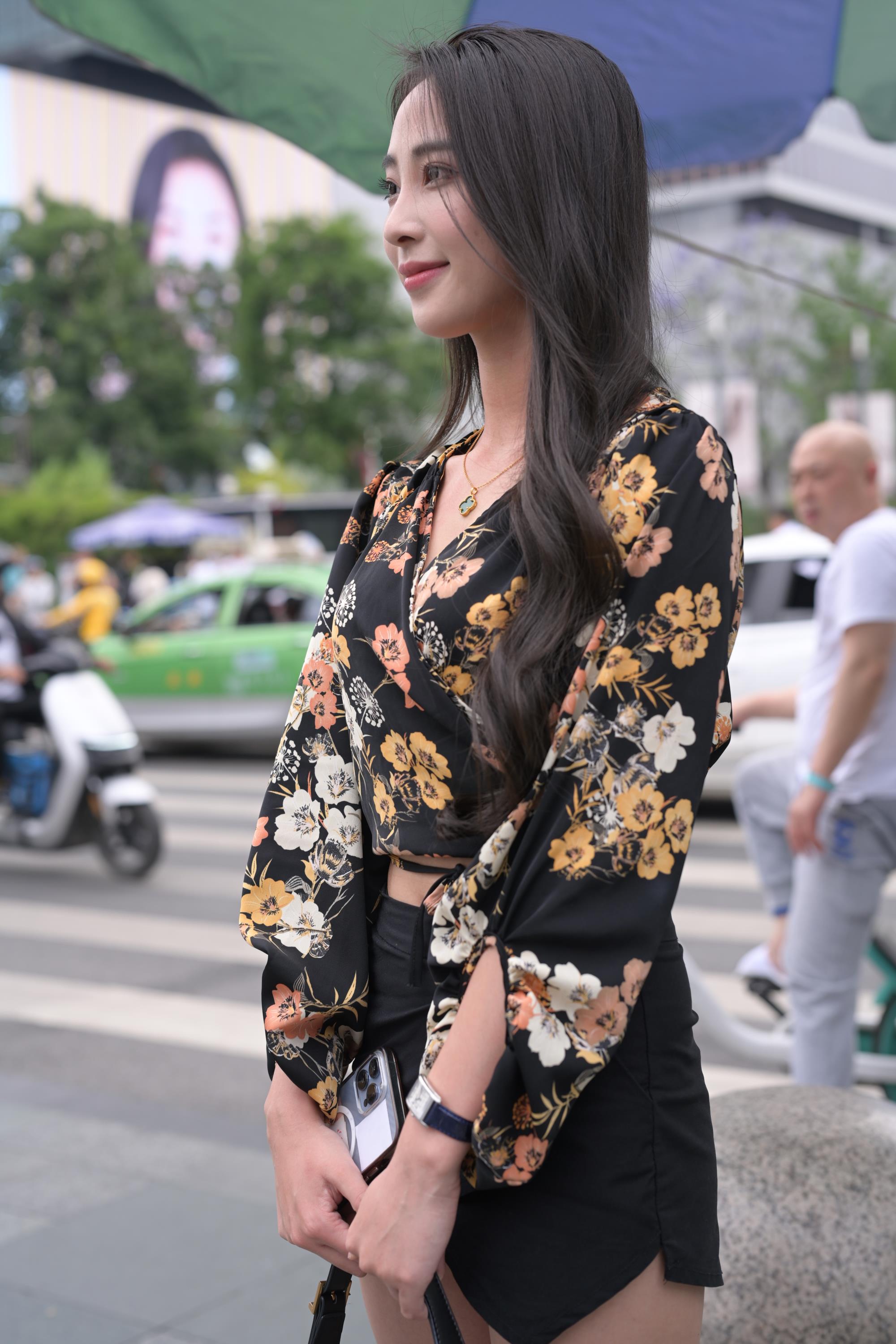 Street Floral top wrapped short skirt - 23.jpg