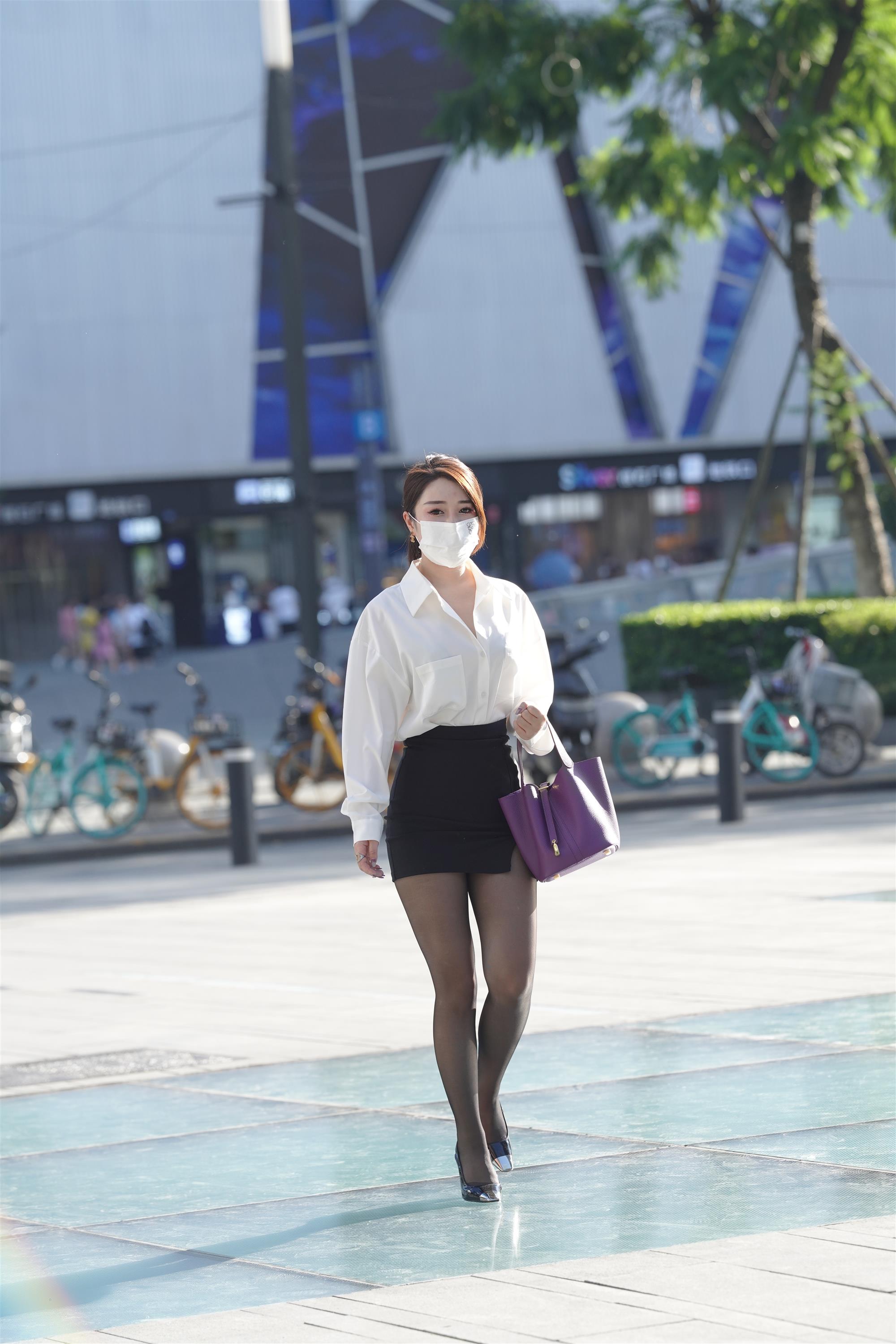 Street White shirt and black mini skirt - 7.jpg