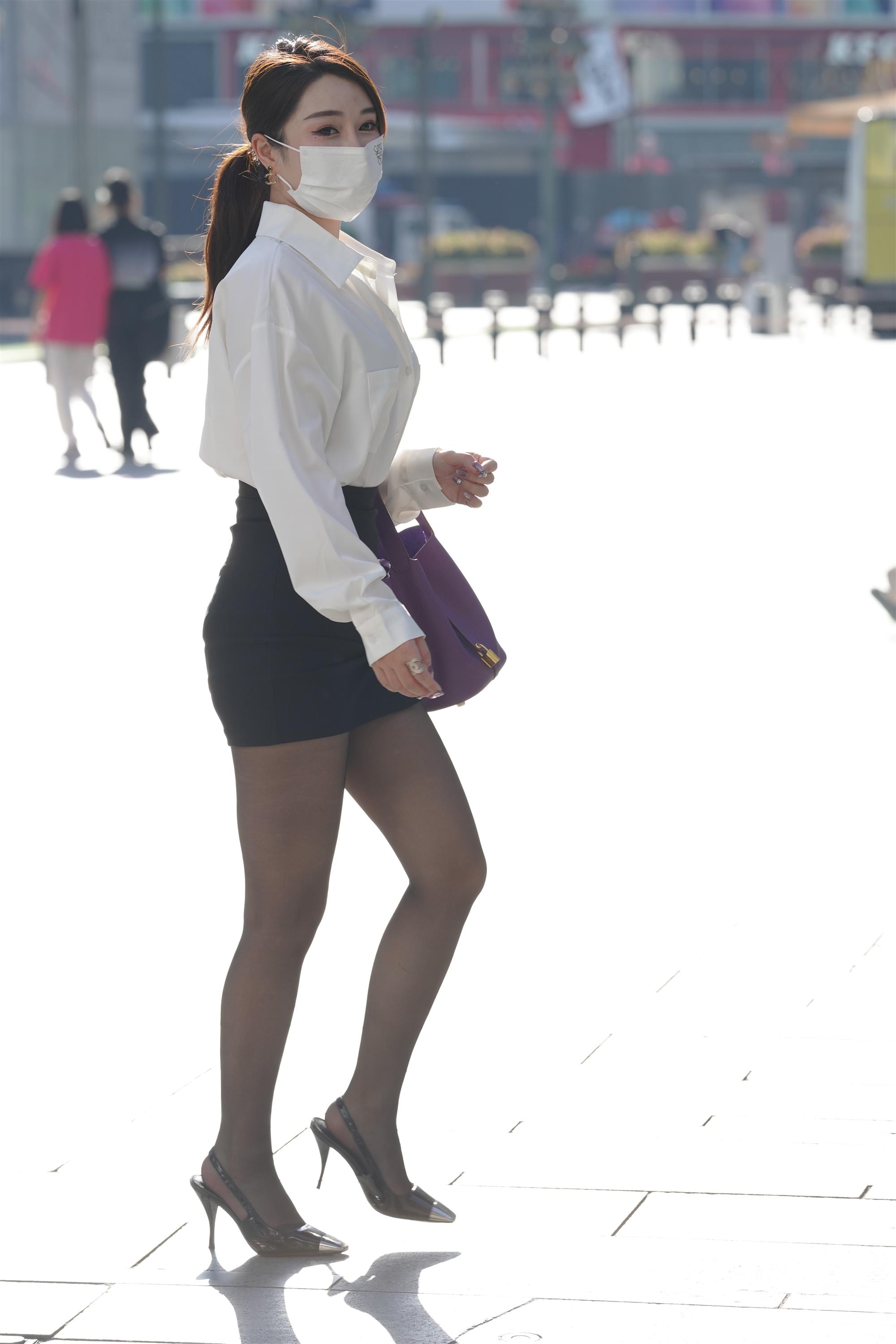 Street White shirt and black mini skirt - 40.jpg