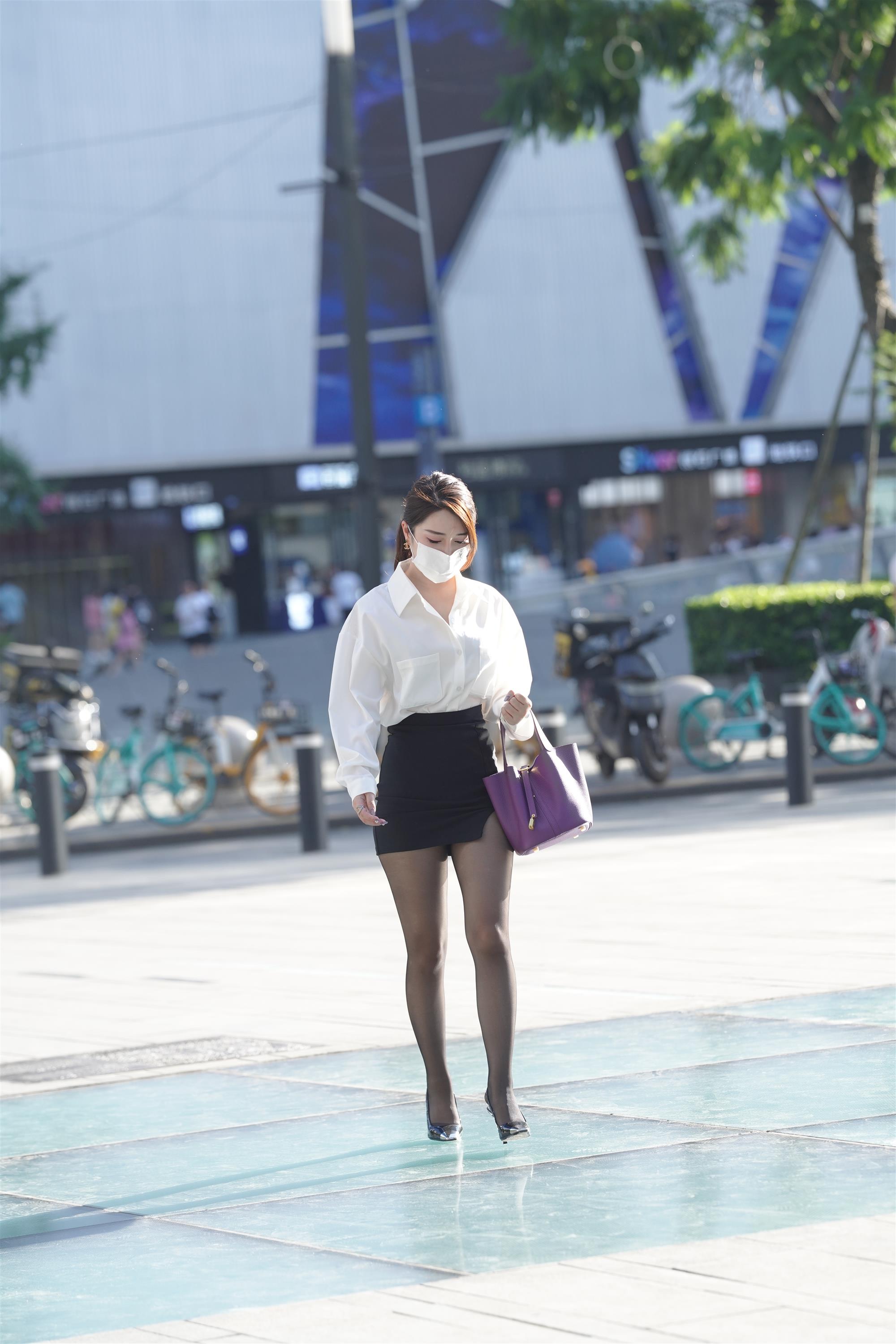 Street White shirt and black mini skirt - 3.jpg