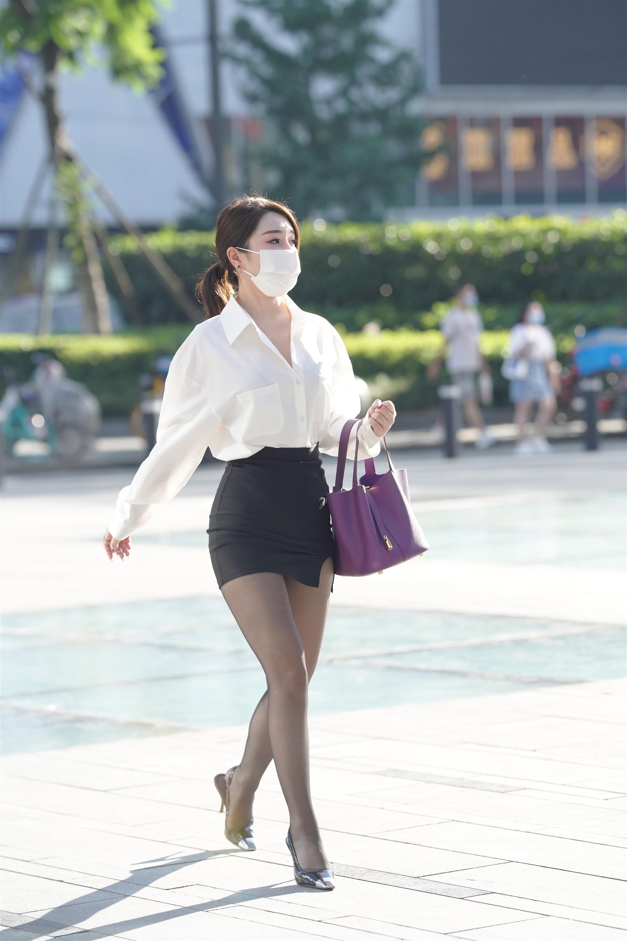 Street White shirt and black mini skirt - 17.jpg