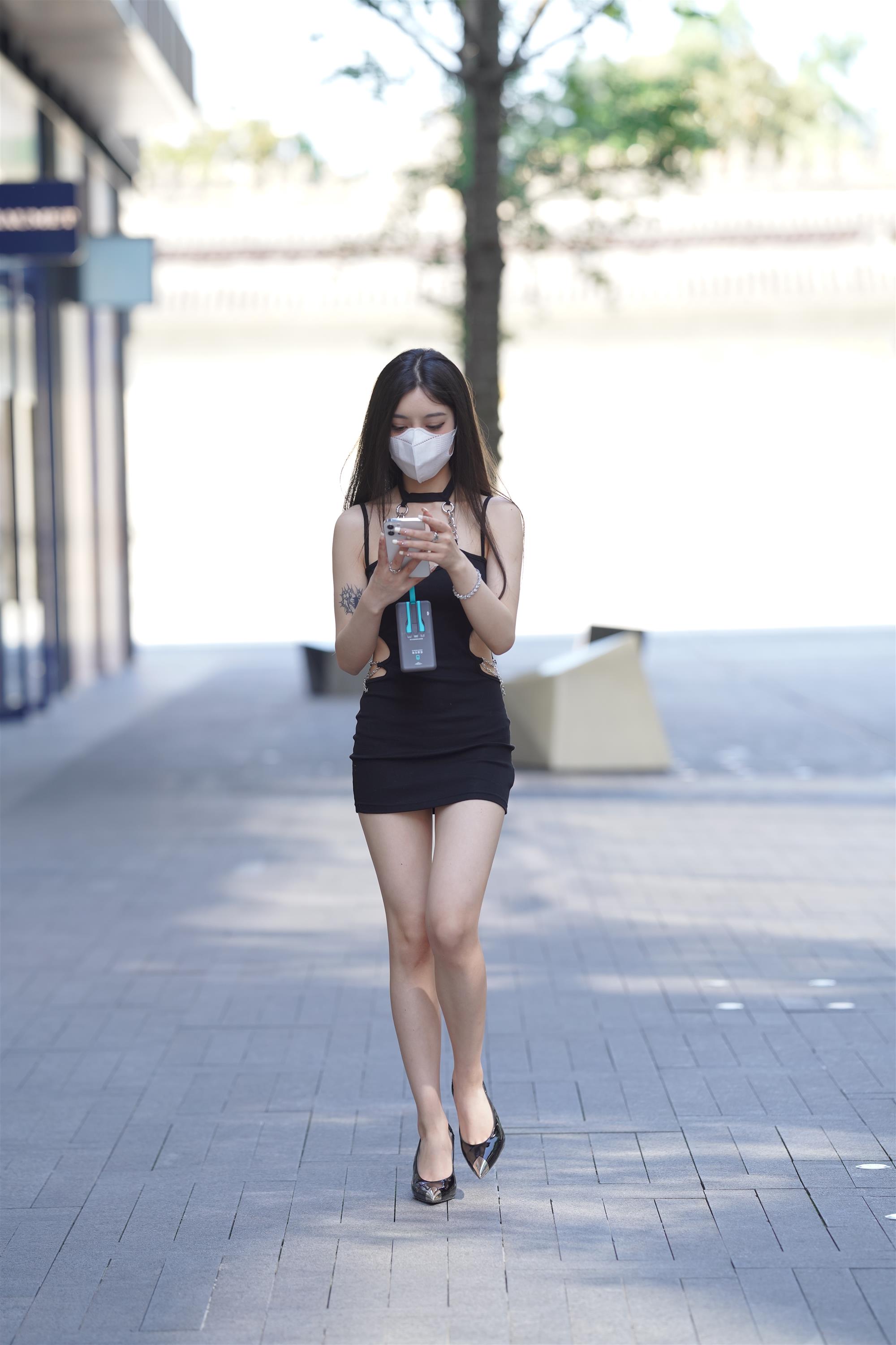 Street girl in a black slip dress - 4.jpg
