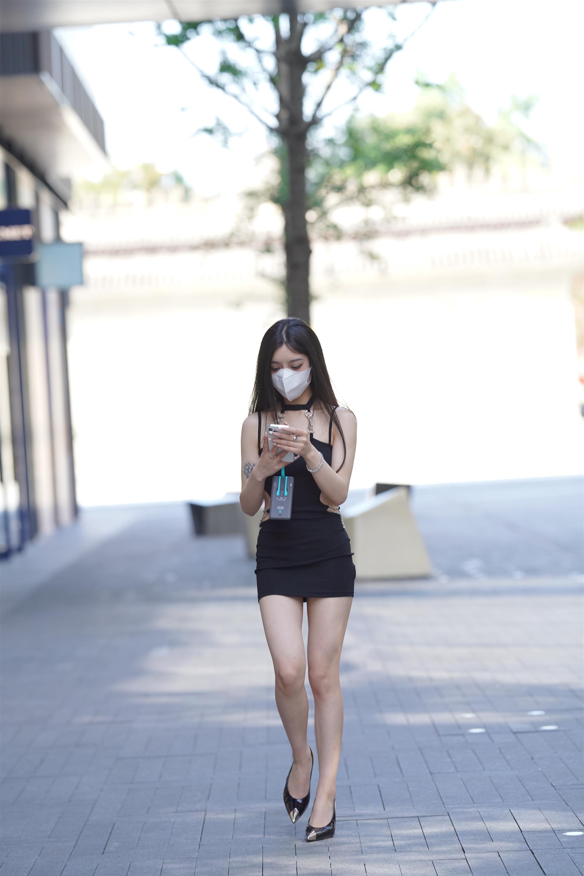 Street girl in a black slip dress - 1.jpg