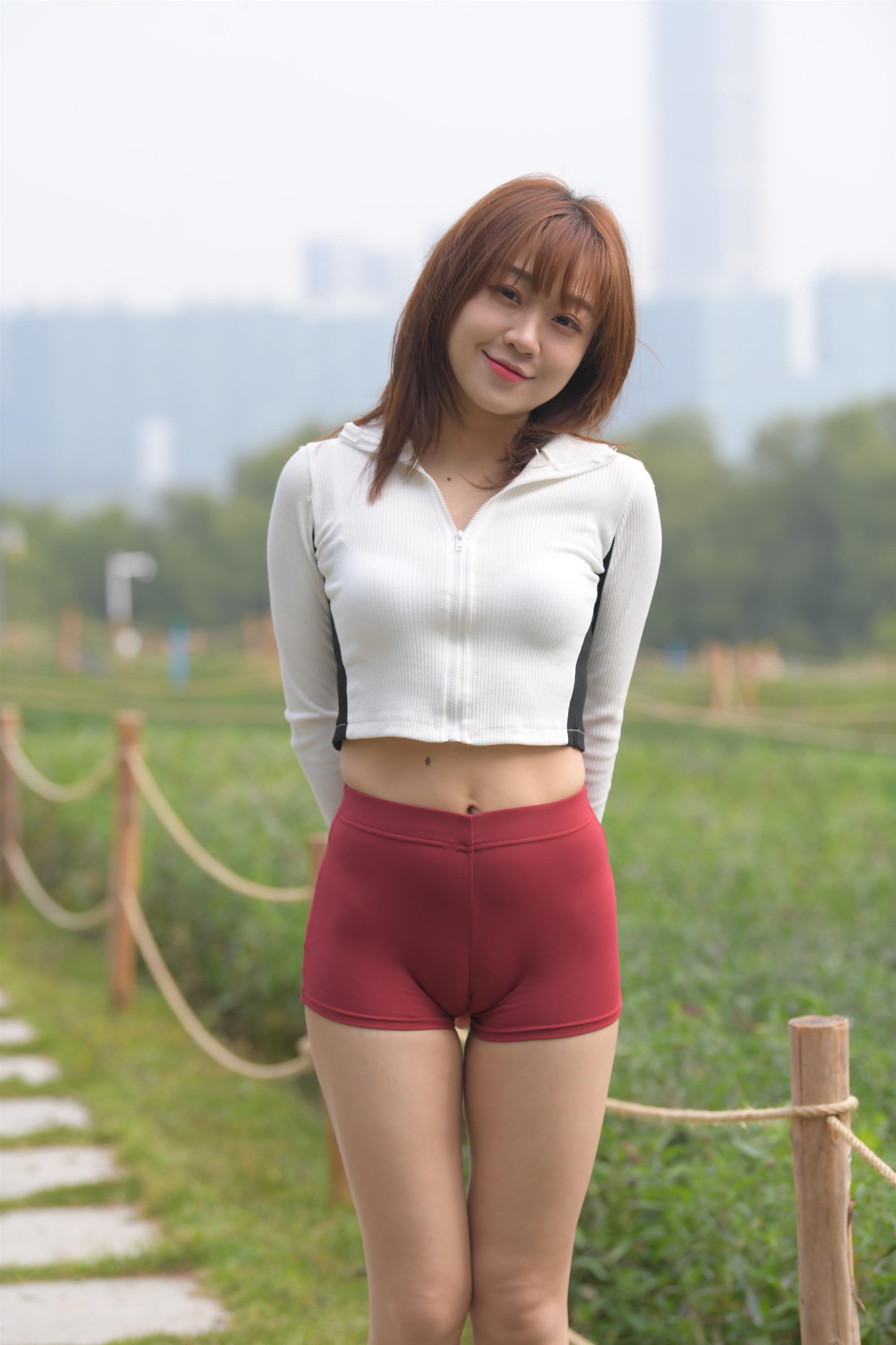 Street white top Red tight shorts - 3.jpg