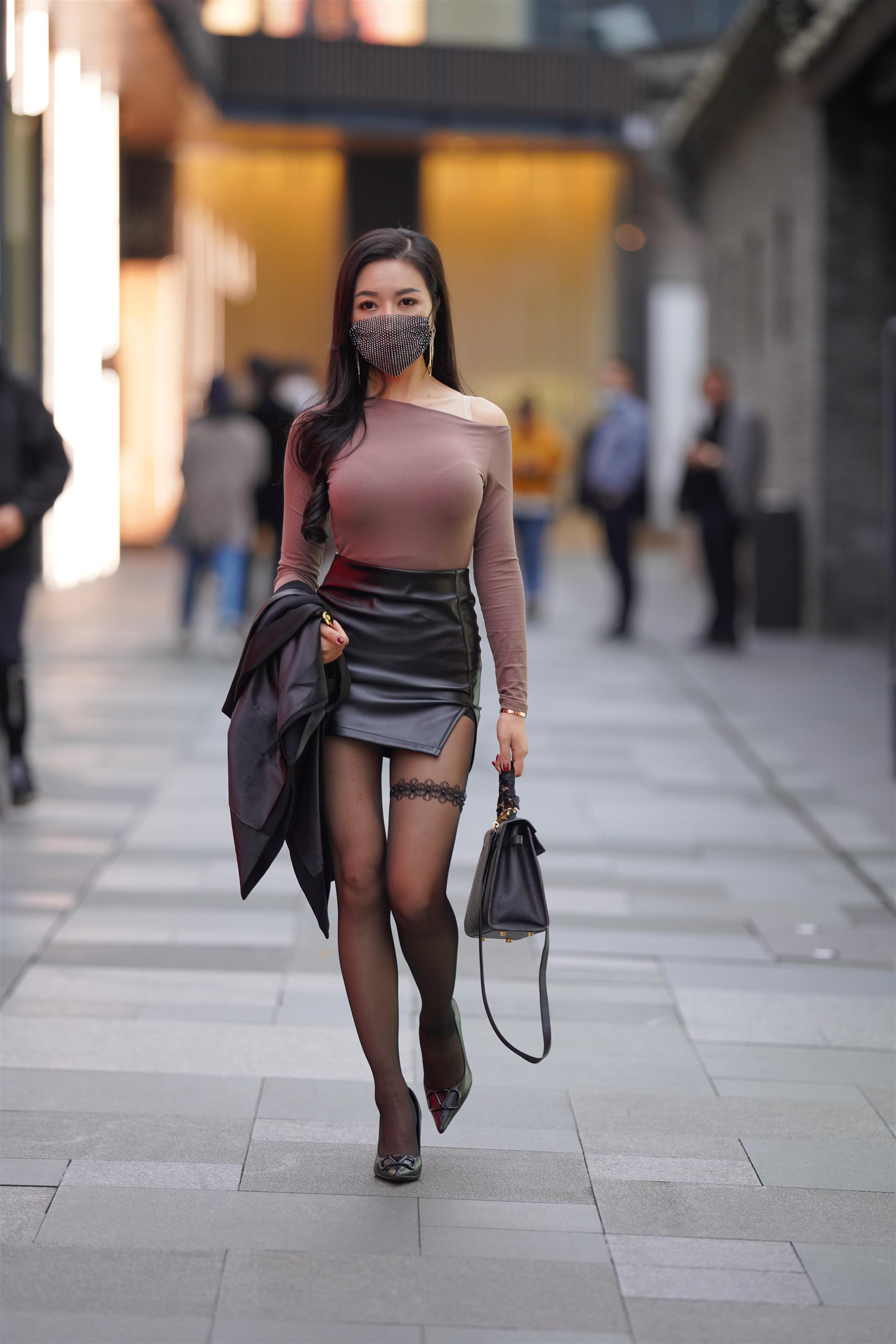 Street Black stocking leather skirt - 30.jpg