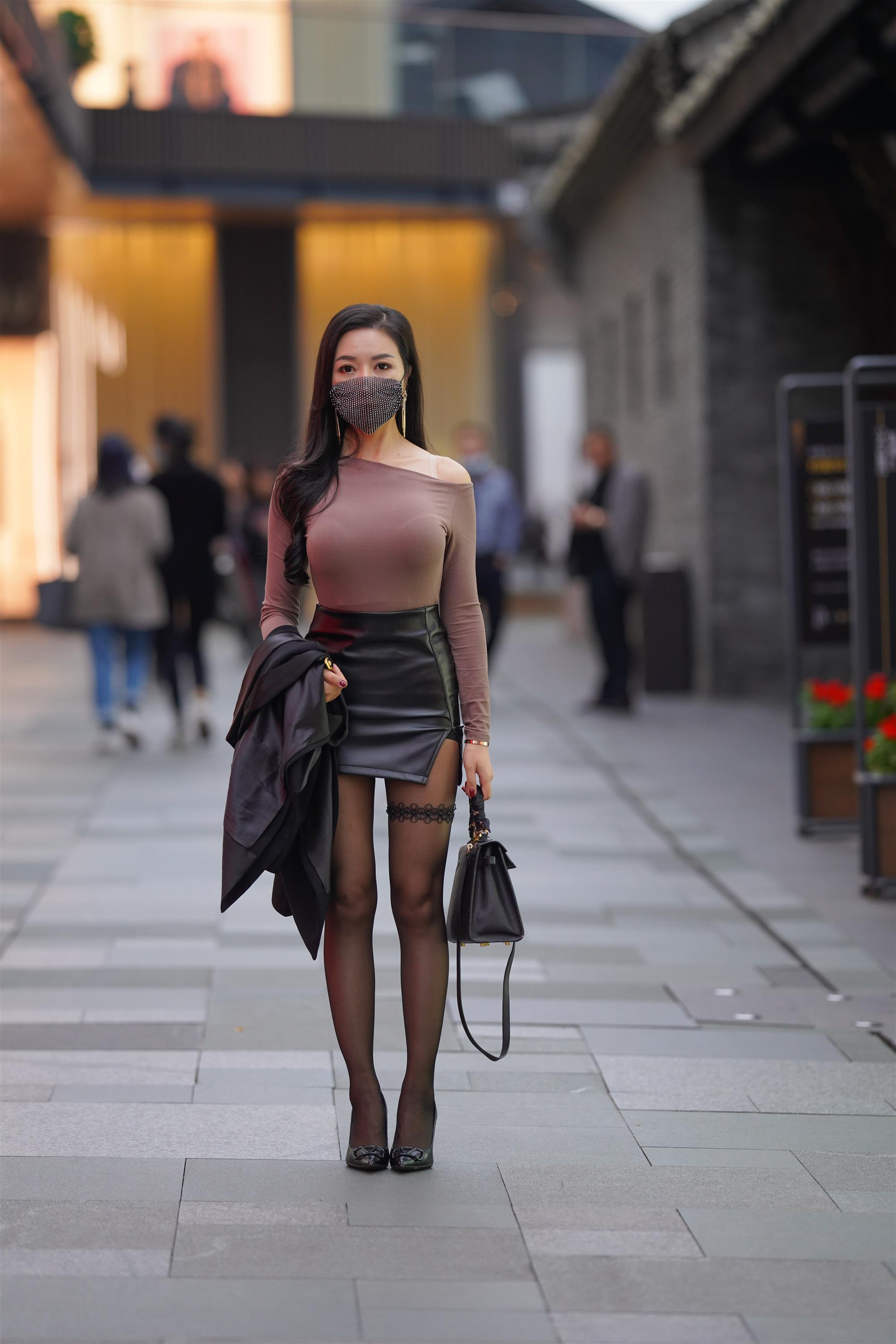 Street Black stocking leather skirt - 25.jpg