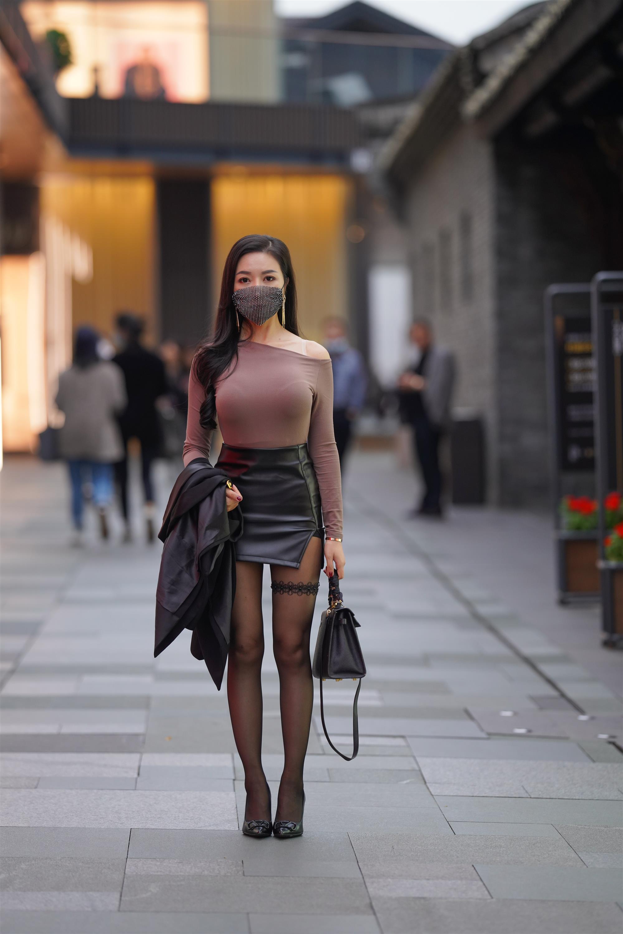 Street Black stocking leather skirt - 24.jpg