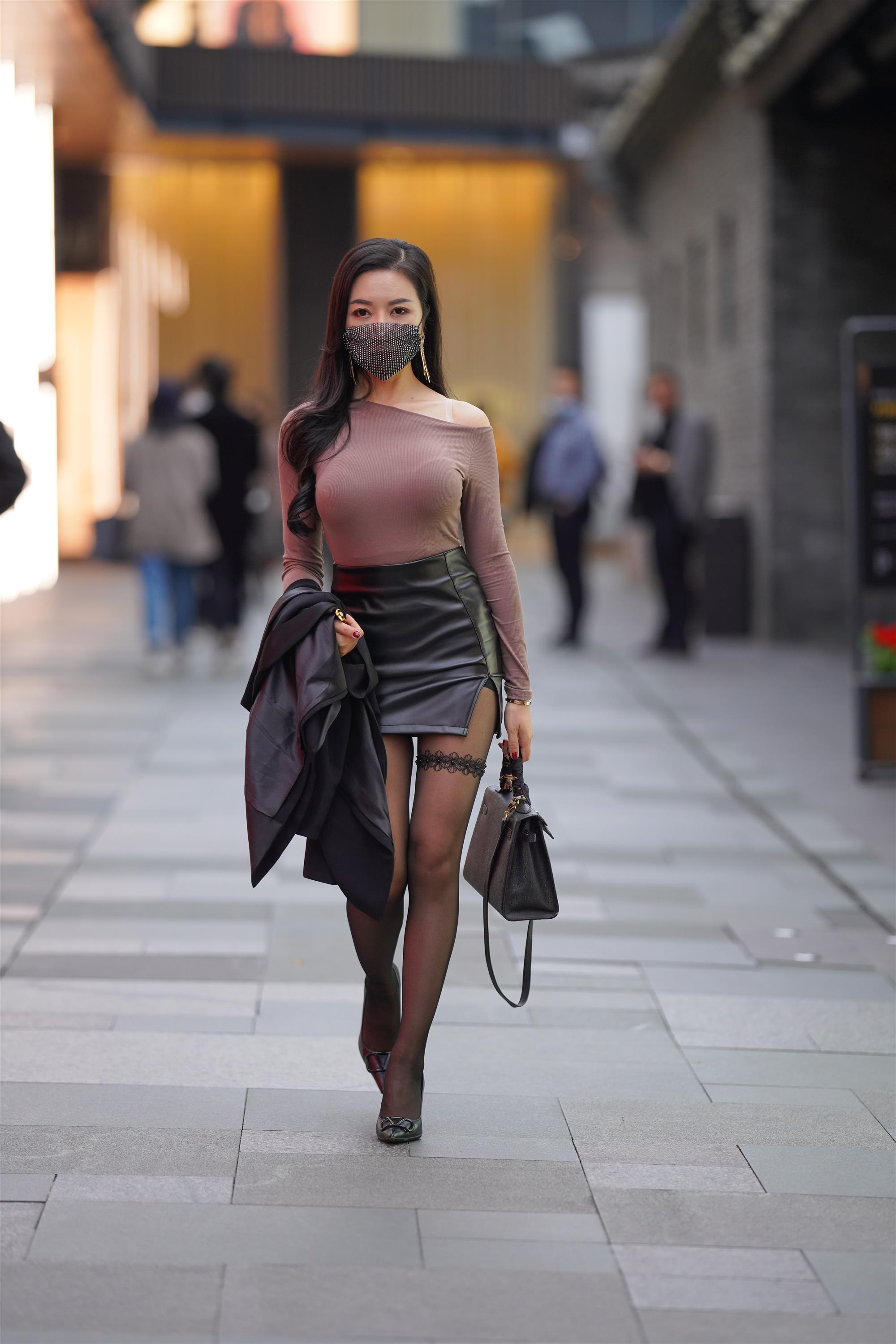 Street Black stocking leather skirt - 28.jpg