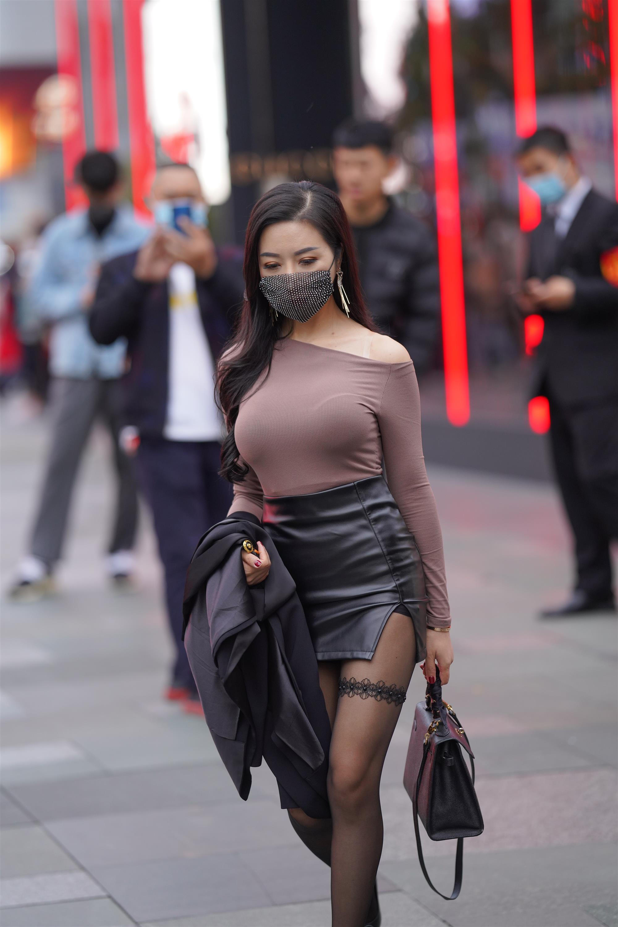 Street Black stocking leather skirt - 48.jpg
