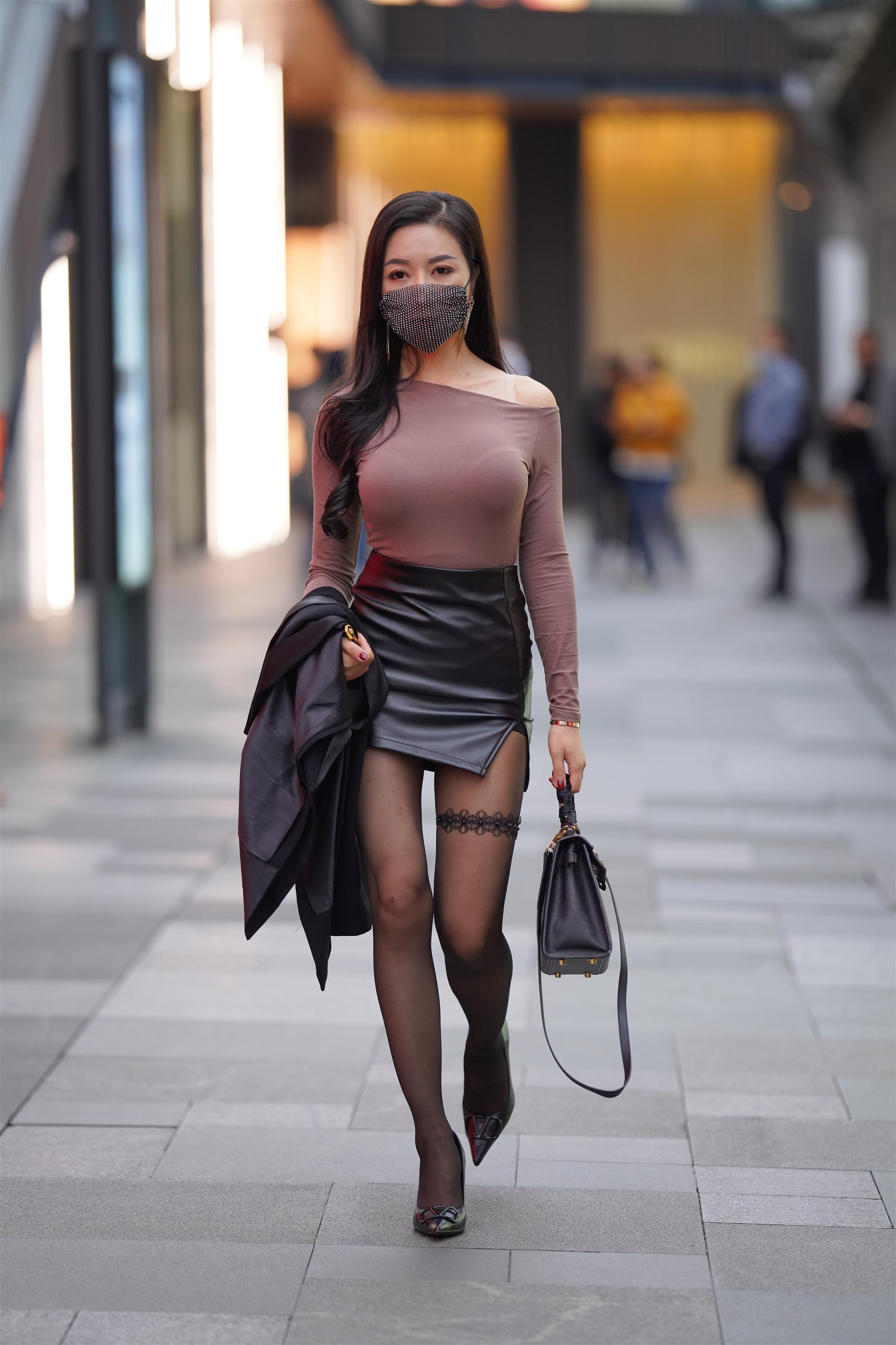 Street Black stocking leather skirt - 34.jpg