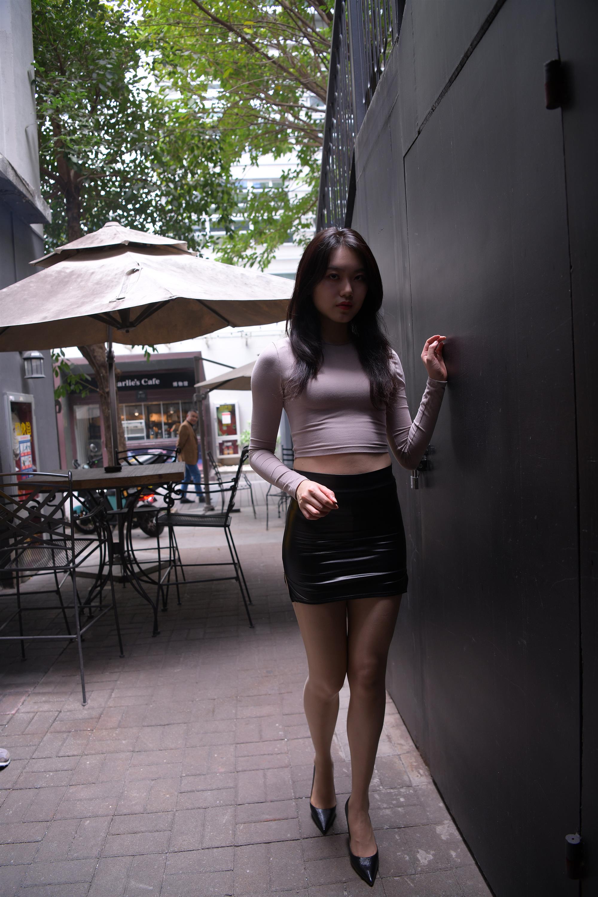 Street black mini skirt white suit - 406.jpg