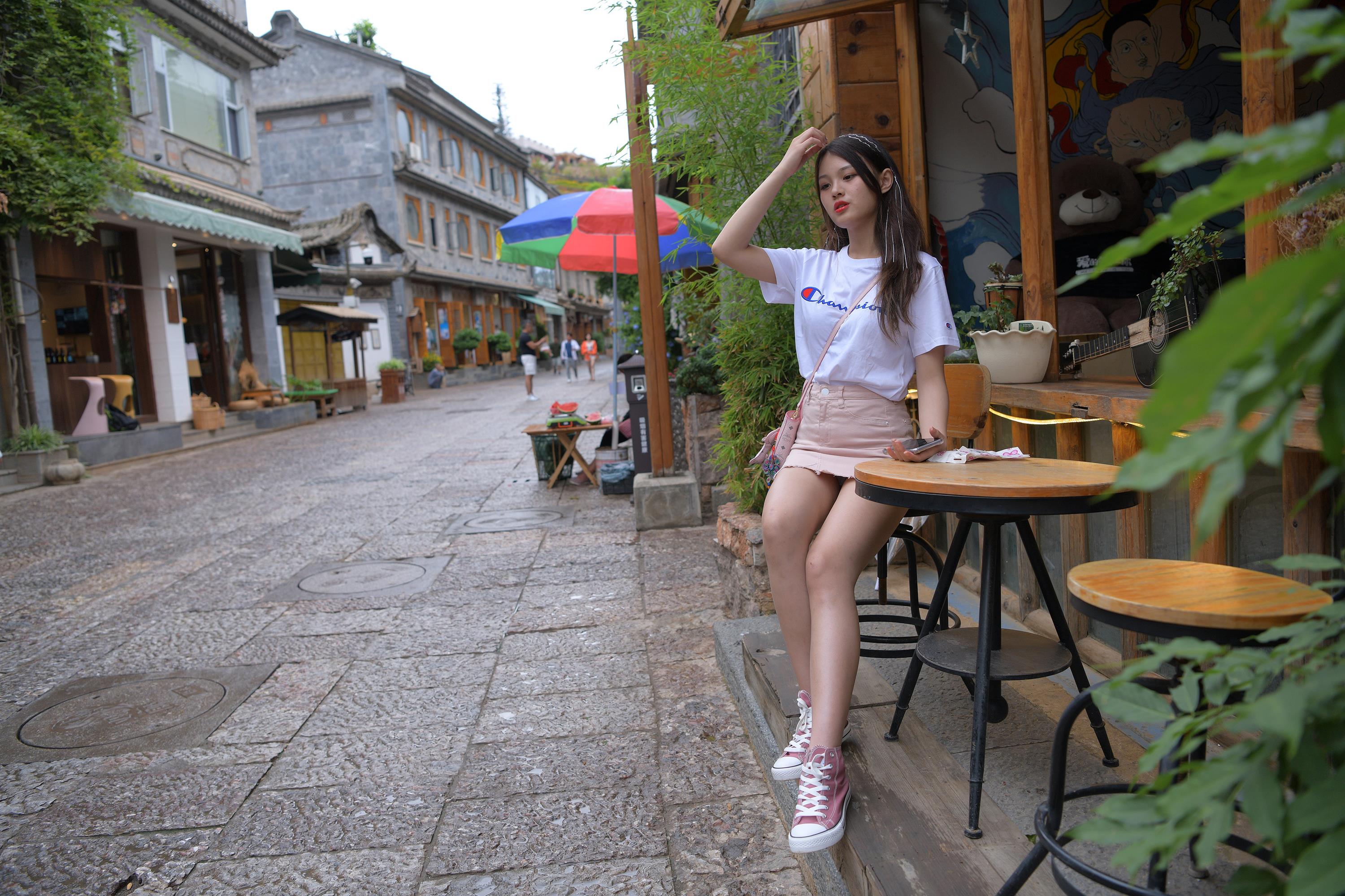 Street Pure girl in Pink Jeans Skirt - 132.jpg