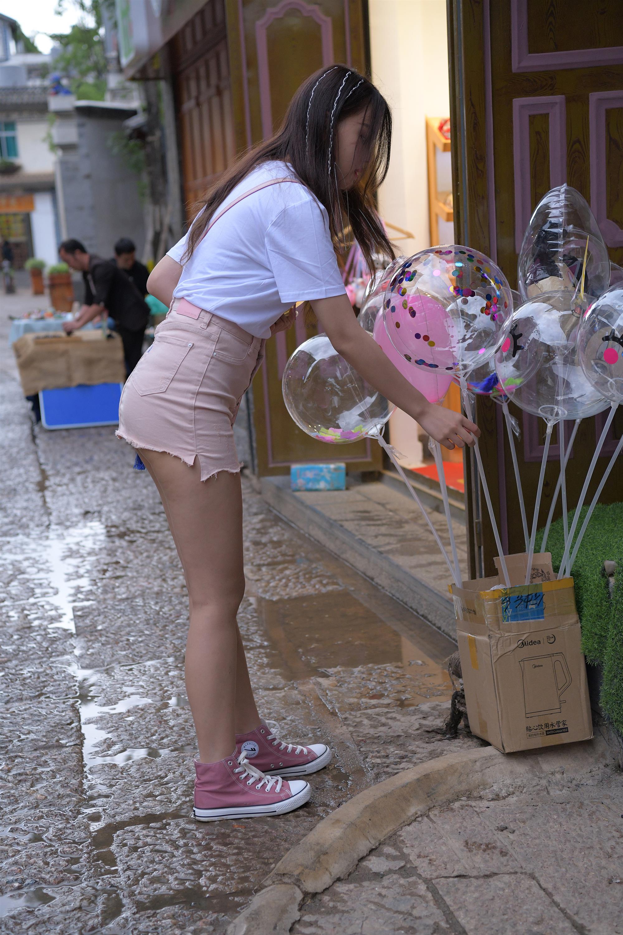 Street Pure girl in Pink Jeans Skirt - 264.jpg